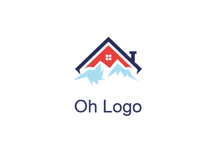 mountains and house with chimney