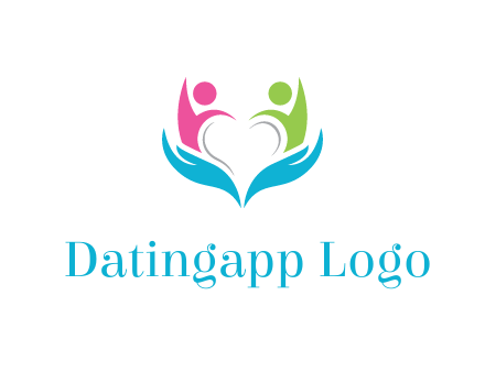 abstract hand with people icons forming negative spacing heart