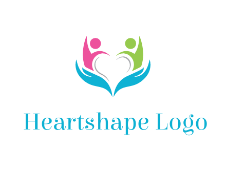 abstract hand with people icons forming negative spacing heart