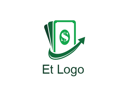 money with dollar sign and swoosh arrow