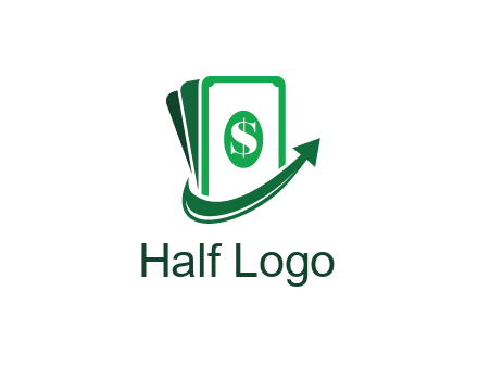 money with dollar sign and swoosh arrow