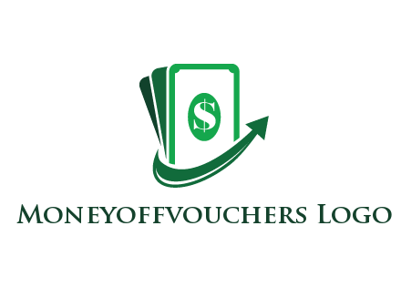 money with dollar sign and swoosh arrow