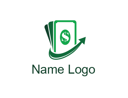 money with dollar sign and swoosh arrow