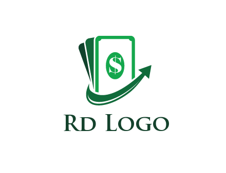 money with dollar sign and swoosh arrow