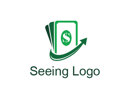 money with dollar sign and swoosh arrow