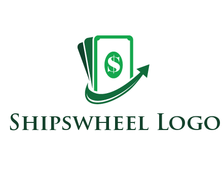 money with dollar sign and swoosh arrow