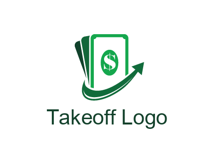 money with dollar sign and swoosh arrow