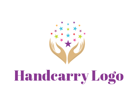 abstract hands under colorful stars