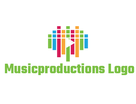 colorful soundwaves with play button