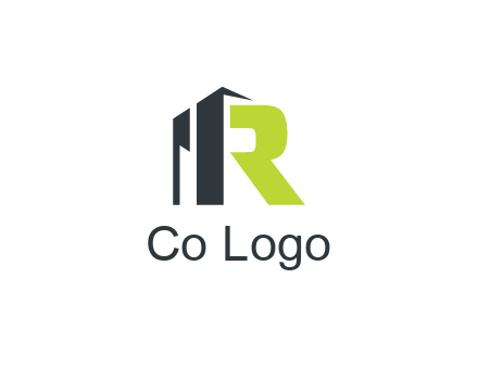 abstract building forming letter R