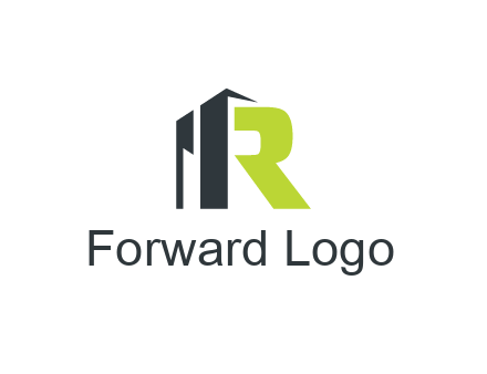 abstract building forming letter R