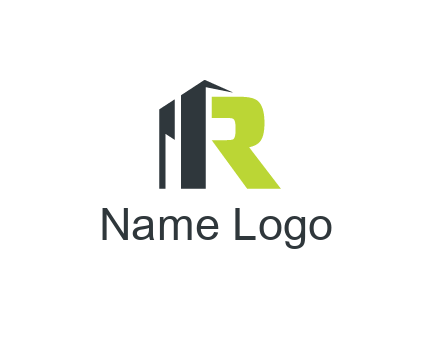abstract building forming letter R