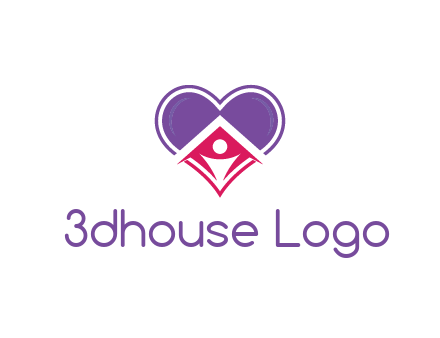 people icon in home joined with heart