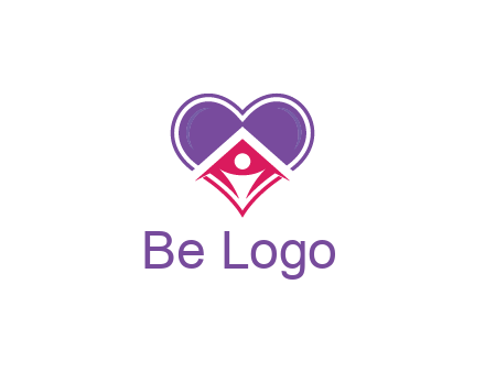 people icon in home joined with heart