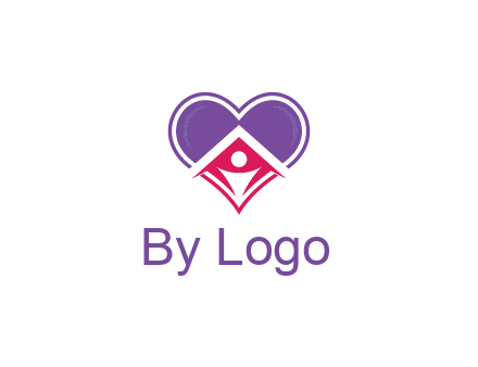 people icon in home joined with heart