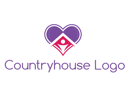 people icon in home joined with heart