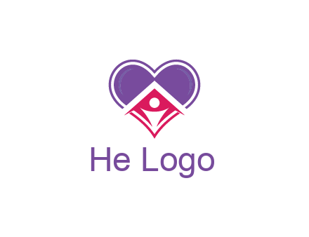 people icon in home joined with heart
