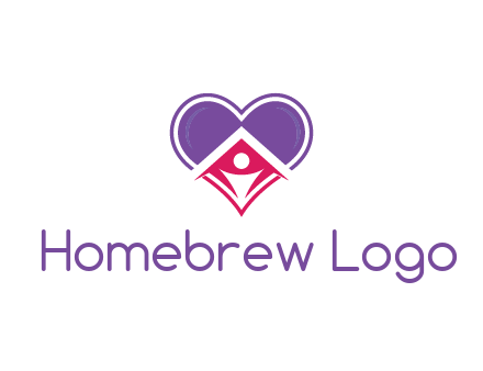 people icon in home joined with heart