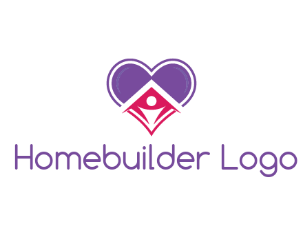 people icon in home joined with heart