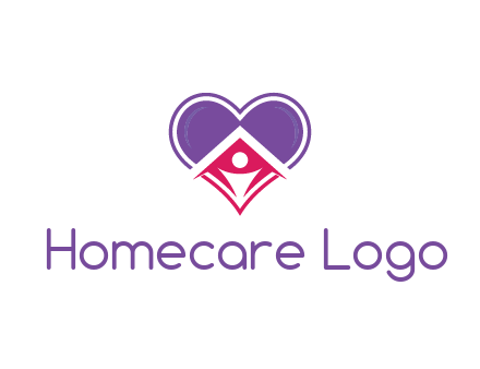 people icon in home joined with heart