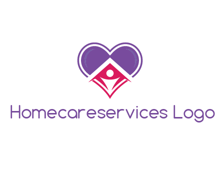 people icon in home joined with heart