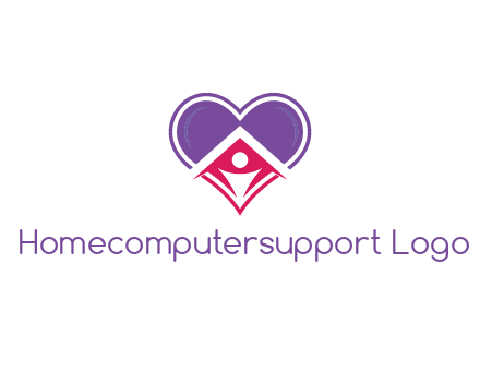people icon in home joined with heart