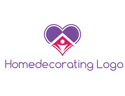 people icon in home joined with heart