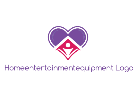 people icon in home joined with heart