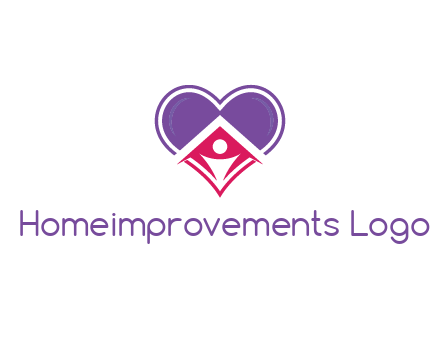 people icon in home joined with heart