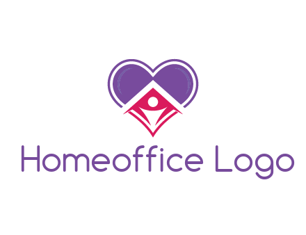 people icon in home joined with heart