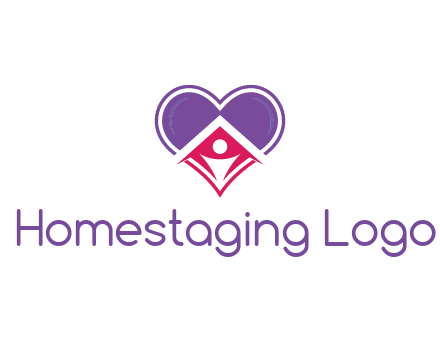 people icon in home joined with heart