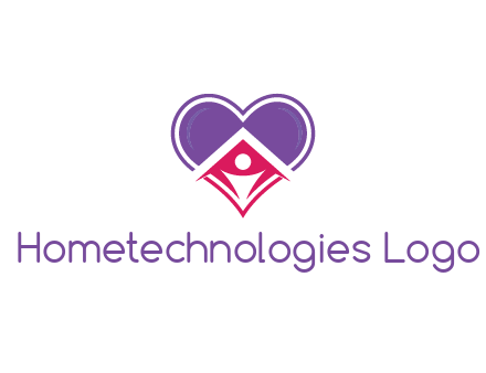people icon in home joined with heart