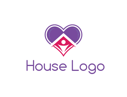 people icon in home joined with heart
