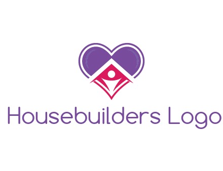 people icon in home joined with heart