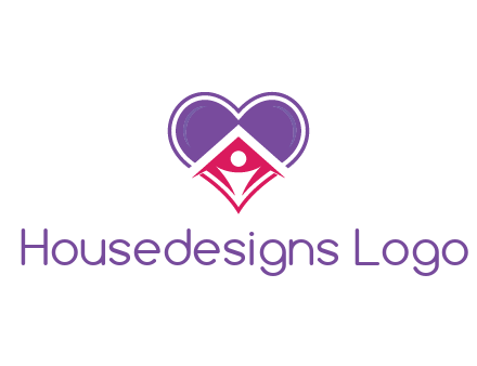 people icon in home joined with heart