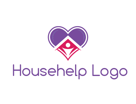 people icon in home joined with heart