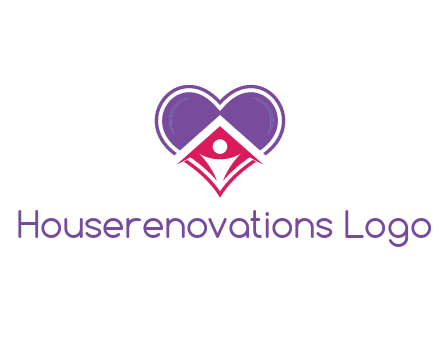people icon in home joined with heart