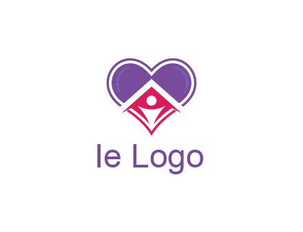people icon in home joined with heart