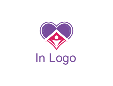 people icon in home joined with heart