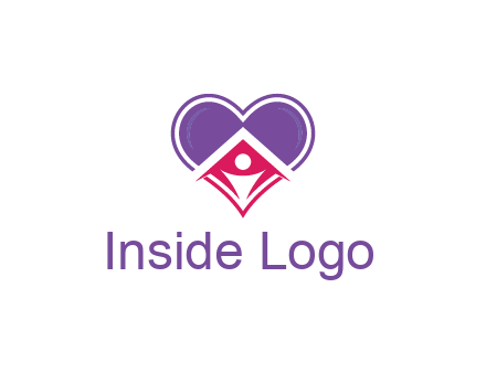 people icon in home joined with heart