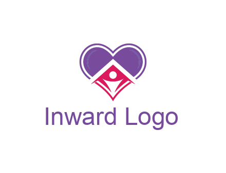 people icon in home joined with heart