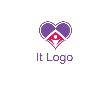 people icon in home joined with heart