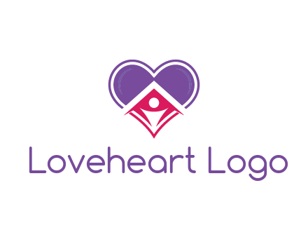 people icon in home joined with heart