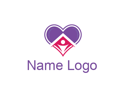 people icon in home joined with heart