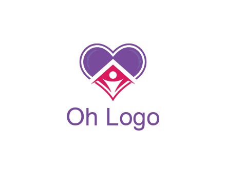 people icon in home joined with heart