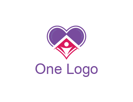 people icon in home joined with heart