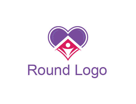 people icon in home joined with heart