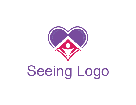 people icon in home joined with heart