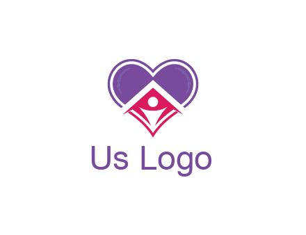 people icon in home joined with heart