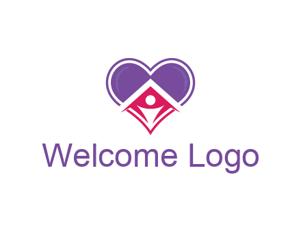 people icon in home joined with heart